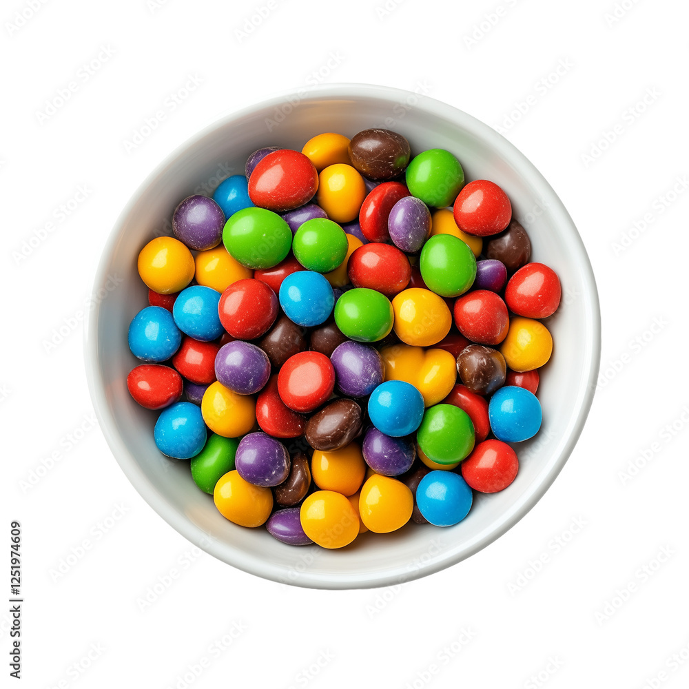 White bowl filled with colorful candy-coated chocolates White bowl filled with colorful candy-coated chocolates