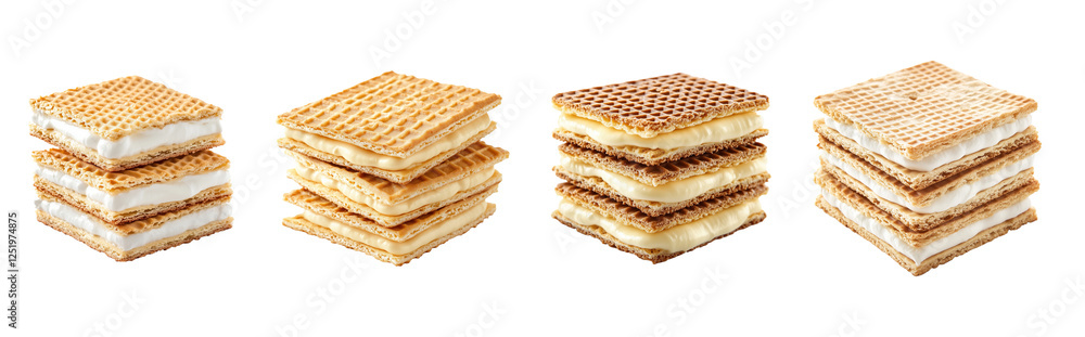 Crispy wafer biscuits with creamy vanilla filling Set Crispy wafer biscuits with creamy vanilla filling Set