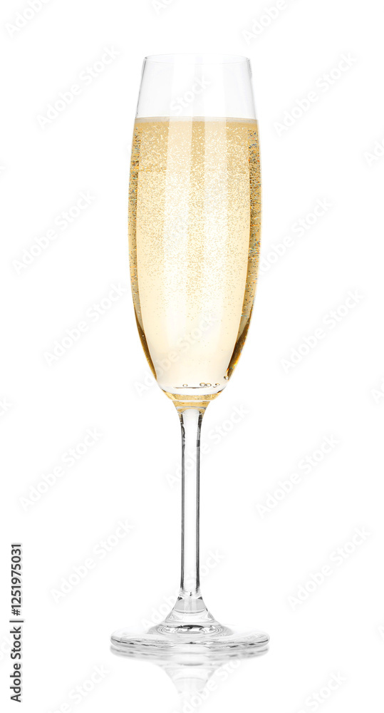 Champagne in glass isolated on white. Sparkling wine Champagne in glass isolated on white. Sparkling wine