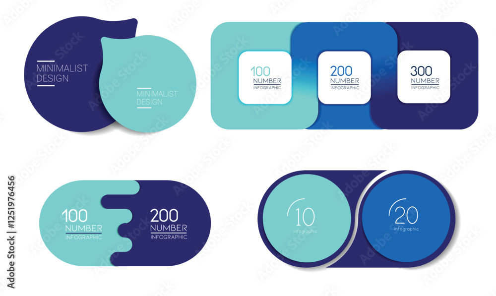 Set of roud cirles schemes, diagrams. One, two, three, four infographic template.