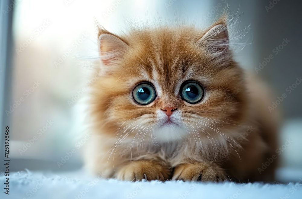 Adorable Fluffy Kitten With Large Blue Eyes Adorable Fluffy Kitten With Large Blue Eyes
