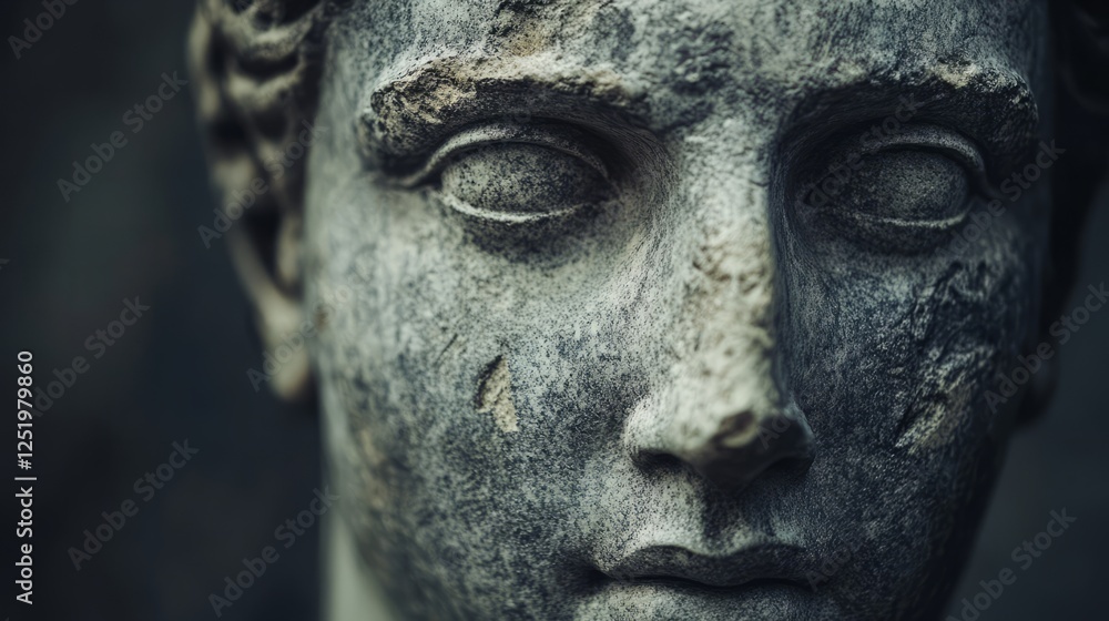 The head of an ancient warrior statue with bold, chiseled features, set against a minimalist, monochromatic background, accentuating its strength and character. The head of an ancient warrior statue with bold, chiseled features, set against a minimalist, monochromatic background, accentuating its strength and character.