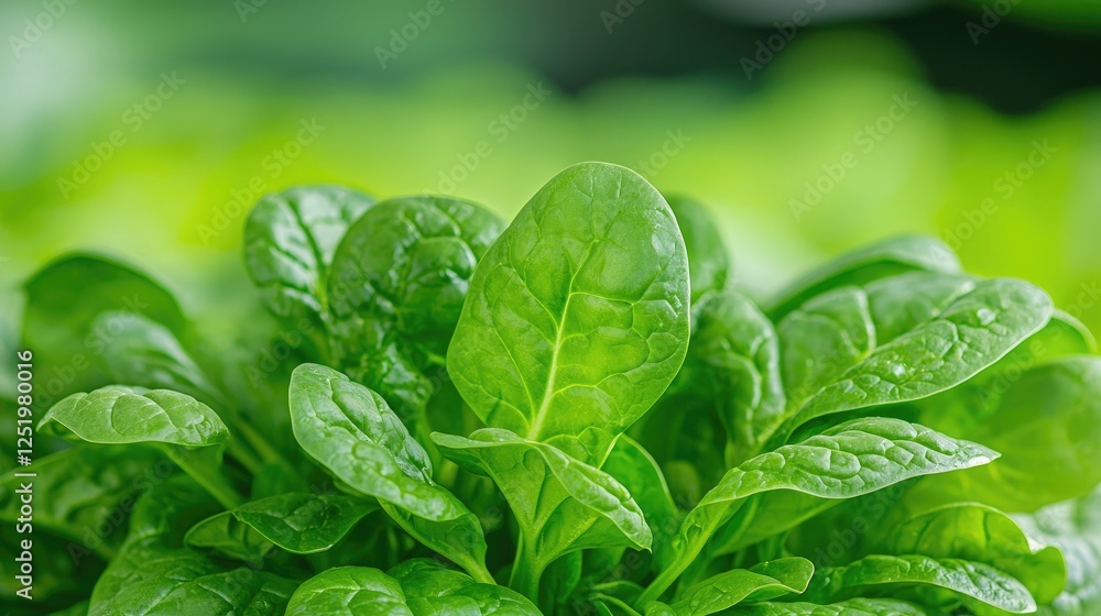 Fototapeta premium Fresh spinach leaves, close-up, garden, healthy food