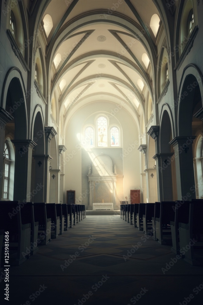 Obraz premium Charming White Church Surrounded by Palm Trees