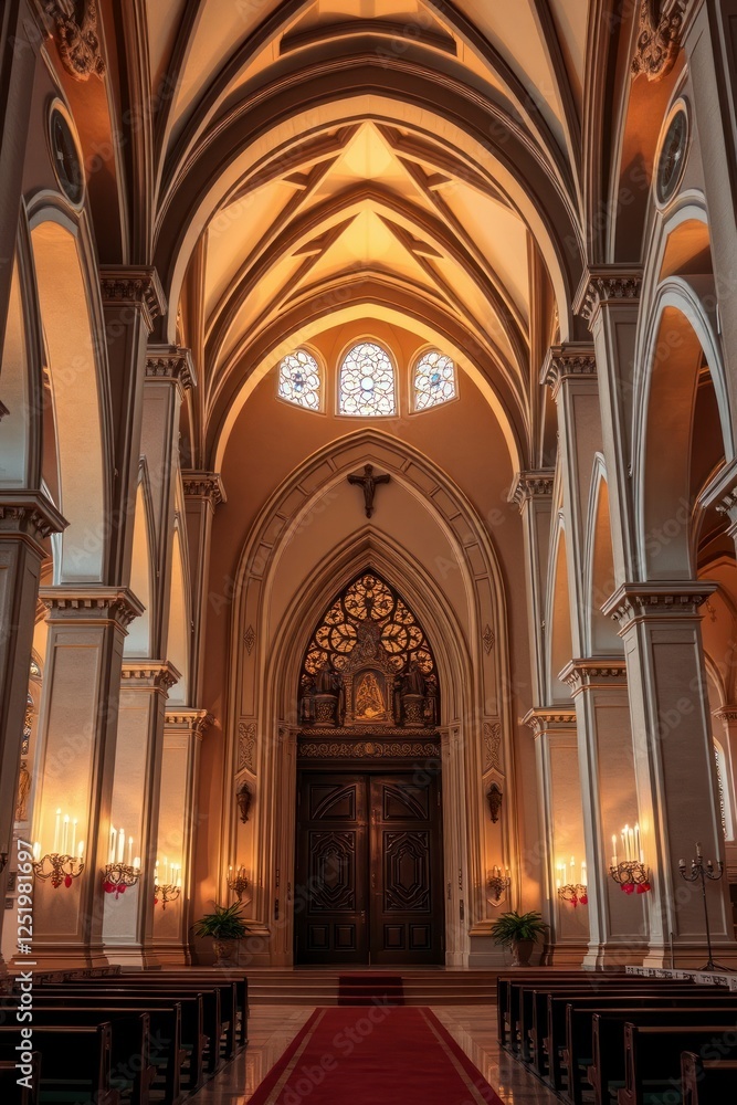 Fototapeta premium Charming White Church Surrounded by Palm Trees