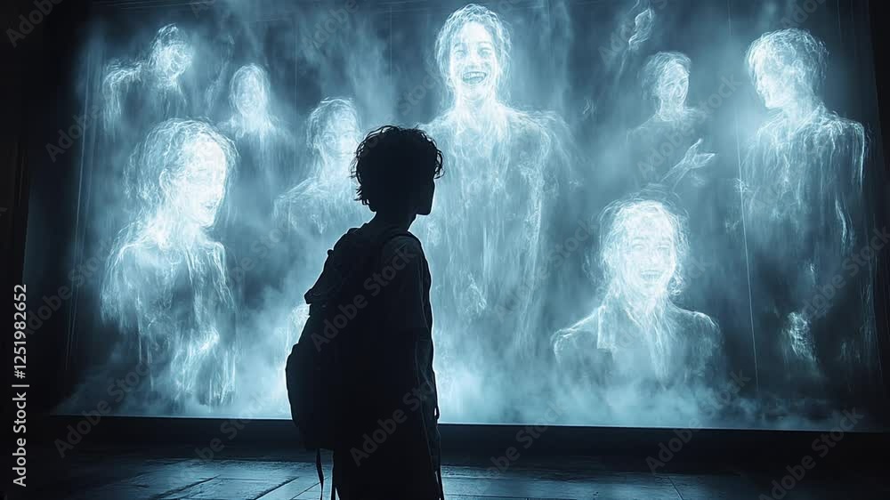 Portrait of a young man surrounded by spectres of people laughing at him. Conceptual image of bullying Portrait of a young man surrounded by spectres of people laughing at him. Conceptual image of bullying