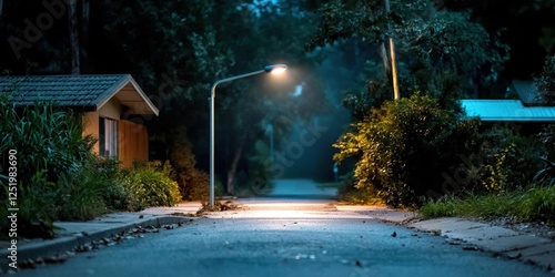 Wallpaper Mural Eerie night walk on a quiet suburban street glowing lights peaceful neighborhood atmospheric scene Torontodigital.ca