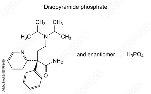 Chemical structure of disopyramide phosphate, drug substance