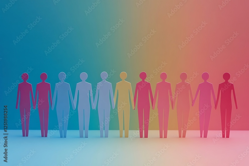 Diverse Paper People Holding Hands Unity Diverse Paper People Holding Hands Unity