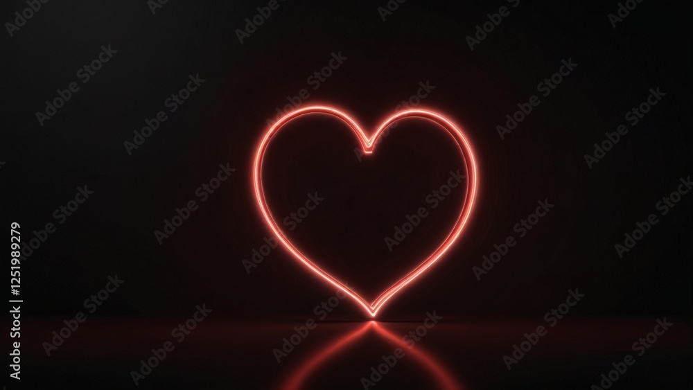 Luminous Neon Heart Floating in Darkness Luminous Neon Heart Floating in Darkness