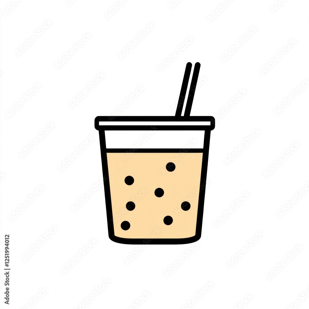Simple illustration of a bubble tea cup with straw. Suitable for food menus, drink ads, or educational resources Simple illustration of a bubble tea cup with straw. Suitable for food menus, drink ads, or educational resources