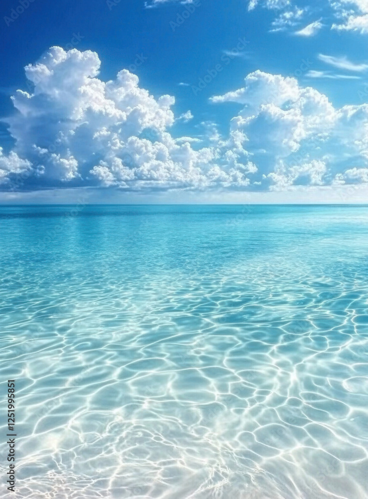 Pristine Tropical Beach With Clear Water featuring white sand, turquoise sea, and a blue sky with scattered clouds, creating a serene and idyllic coastal scene. Pristine Tropical Beach With Clear Water featuring white sand, turquoise sea, and a blue sky with scattered clouds, creating a serene and idyllic coastal scene.
