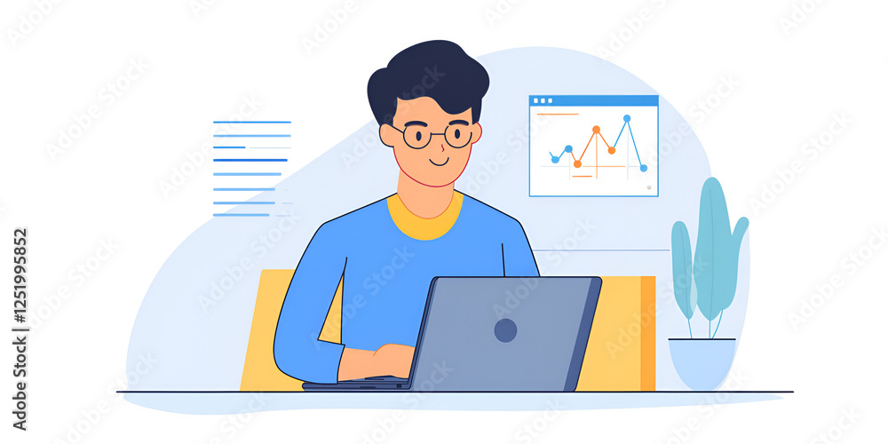 Digital Marketer Analyzing Trends on Laptop in Modern Office Digital Marketer Analyzing Trends on Laptop in Modern Office