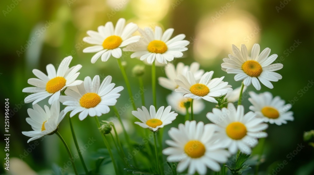 Delicate Dance of Daisies: Stunning Display of White Blooms in a Summer Garden Delicate Dance of Daisies: Stunning Display of White Blooms in a Summer Garden