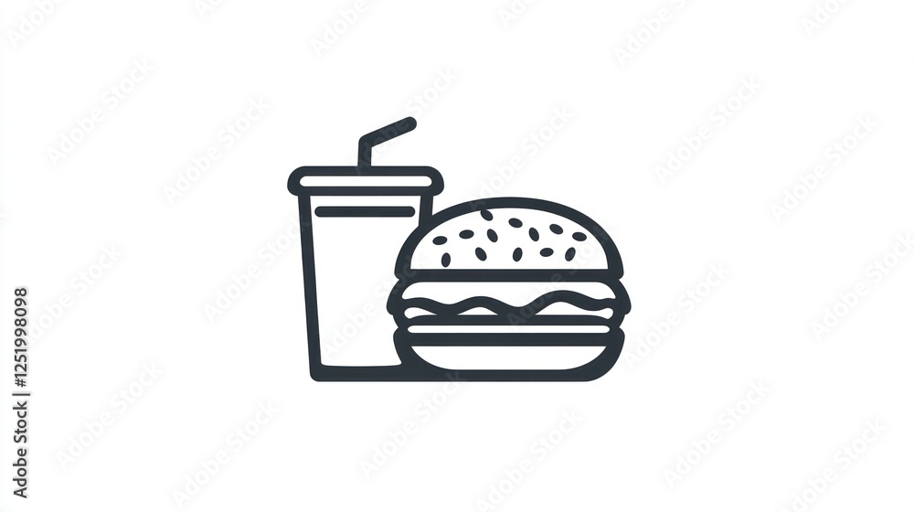 Fast food combo, soda and burger, simple icon Fast food combo, soda and burger, simple icon