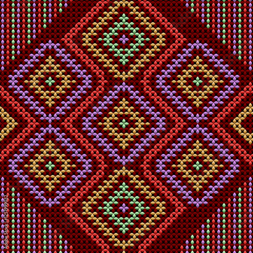  Folk ornament, national pattern, ethnic embroidery, ornamental texture, traditional geometric motives of the tribes of the African continent.