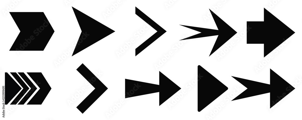 Set of arrows, arrows different. Arrow icon. Modern simple arrow. Different Arrows on flat style for web design or interface.