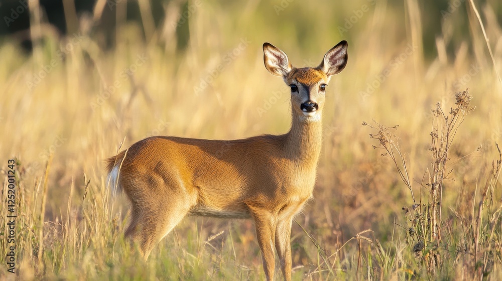Majestic Deer in a Golden Meadow: Captivating Wildlife Portrait Majestic Deer in a Golden Meadow: Captivating Wildlife Portrait