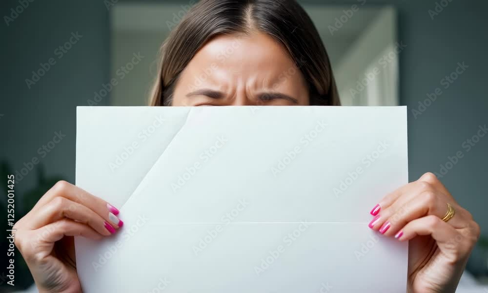 Happy Emotional Reaction Close-Up, woman reading tests results Happy Emotional Reaction Close-Up, woman reading tests results