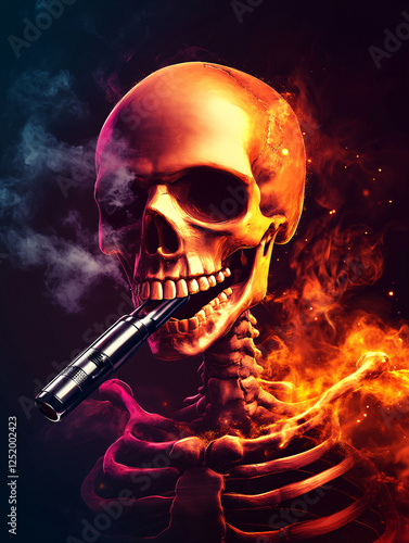 human skeleton smoking vaper