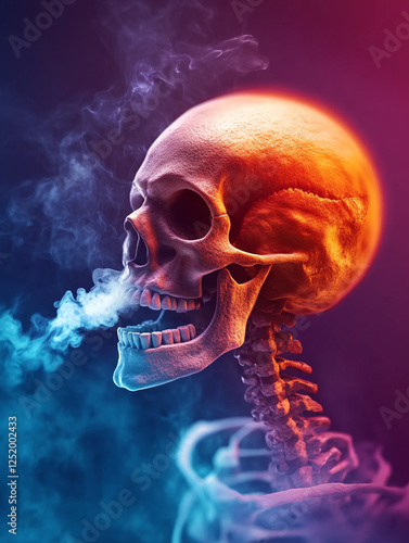 human skeleton smoking vaper