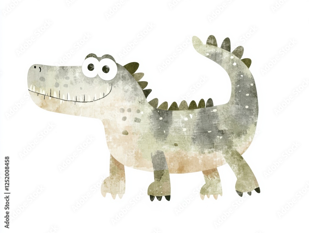 Obraz premium Cute cartoon crocodile character with a friendly expression and vibrant colors