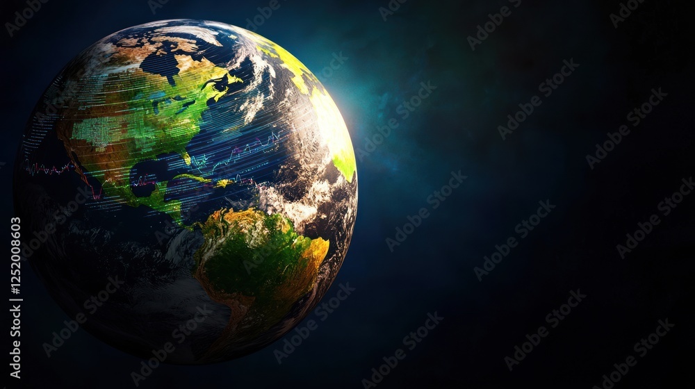 Global trade routes, illuminated Earth, space background; ideal for finance, news Global trade routes, illuminated Earth, space background; ideal for finance, news