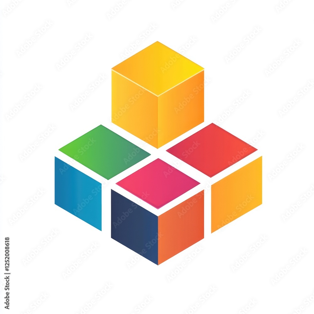 Minimalist 4 Cubes Logo Design: Clean and Modern Geometric Graphic on White Background Minimalist 4 Cubes Logo Design: Clean and Modern Geometric Graphic on White Background