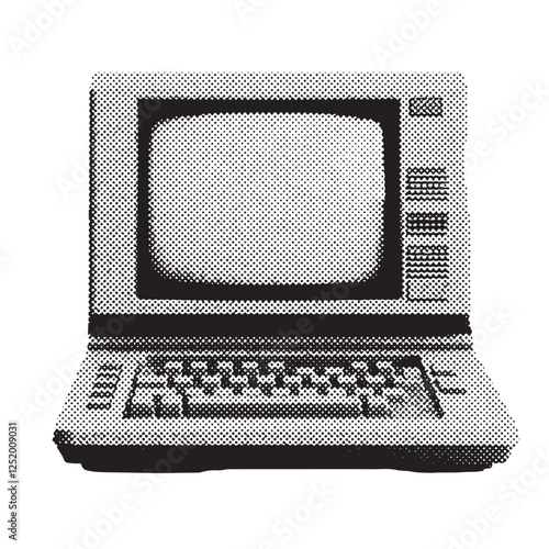 Computer 1980s and 1990s vintage halftone grunge vector design element