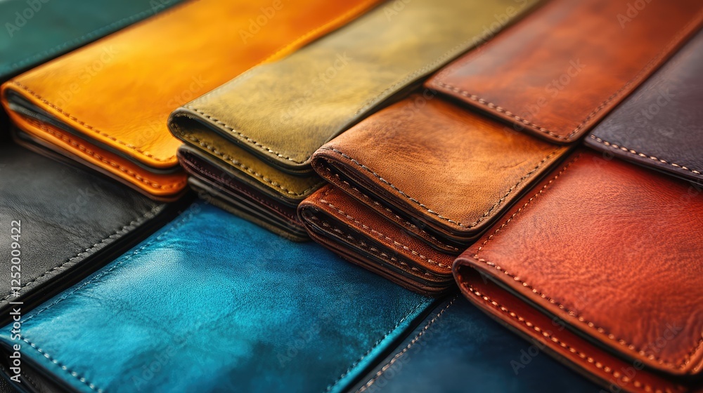 Vibrant Collection of Colorful Leather Wallets in Various Hues for Fashion and Accessory Enthusiasts Vibrant Collection of Colorful Leather Wallets in Various Hues for Fashion and Accessory Enthusiasts