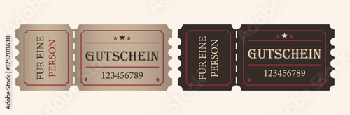 Gutschein, voucher, coupon, ticket vintage retro style. German