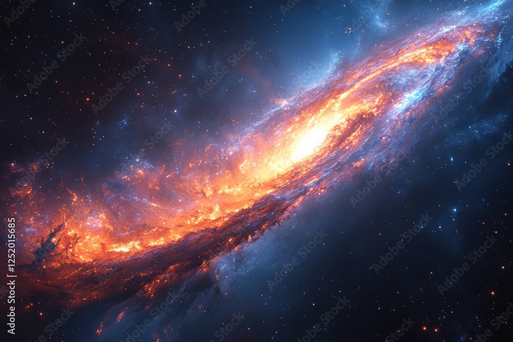 Fototapeta premium A stunning view of a galaxy, showcasing vibrant colors and cosmic features.