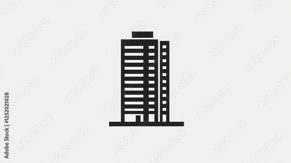 Simple black and white skyscraper icon, city building, urban design, graphic element, illustration, business concept, architecture, stock image Simple black and white skyscraper icon, city building, urban design, graphic element, illustration, business concept, architecture, stock image
