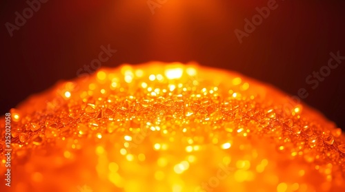 close up of orange water drops on black