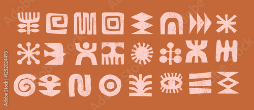 Hand drawn African, Mexican, Aztecs tribal elements collection