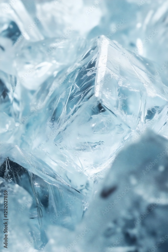 crystal clear ice shards with intricate textures in cool blue tones crystal clear ice shards with intricate textures in cool blue tones