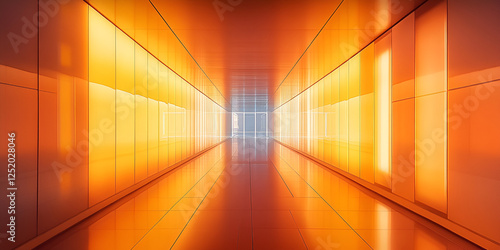 Spaceship Corridor with Glowing Panels photo