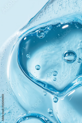 Beauty transparent moisturizing hydration smear of  hyaluronic acid gel serum texture detail make-up and cosmetic theme. Skin care product concept background blue color.