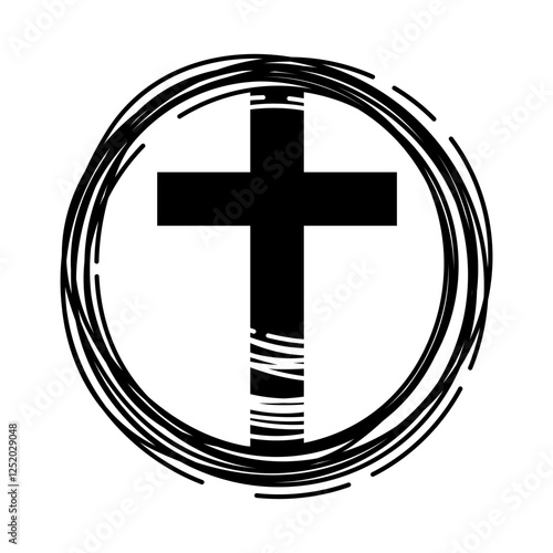 Cross. Design for Easter, baptism, christening, cards, paper, invitations, scrapbooking, textiles, wrapping. Christian cross. Funeral cross