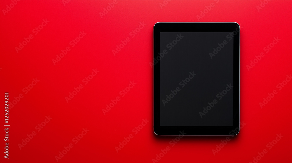 touch screen blank tablet screen isolated on red background touch screen blank tablet screen isolated on red background