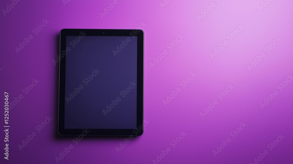 touch screen blank tablet screen isolated on purple background touch screen blank tablet screen isolated on purple background