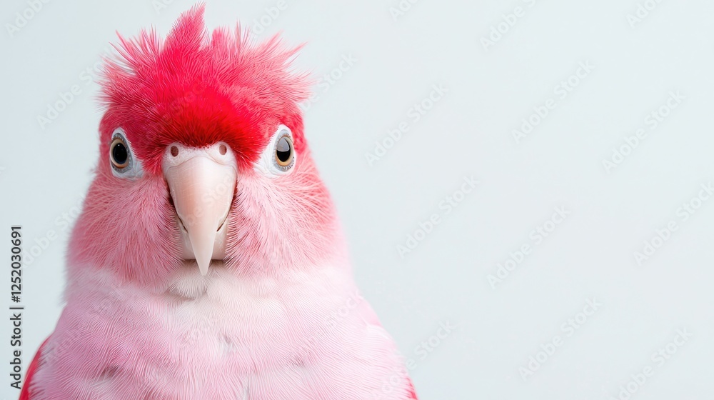 Obraz premium Pink cockatoo portrait, studio shot, light background, pet bird