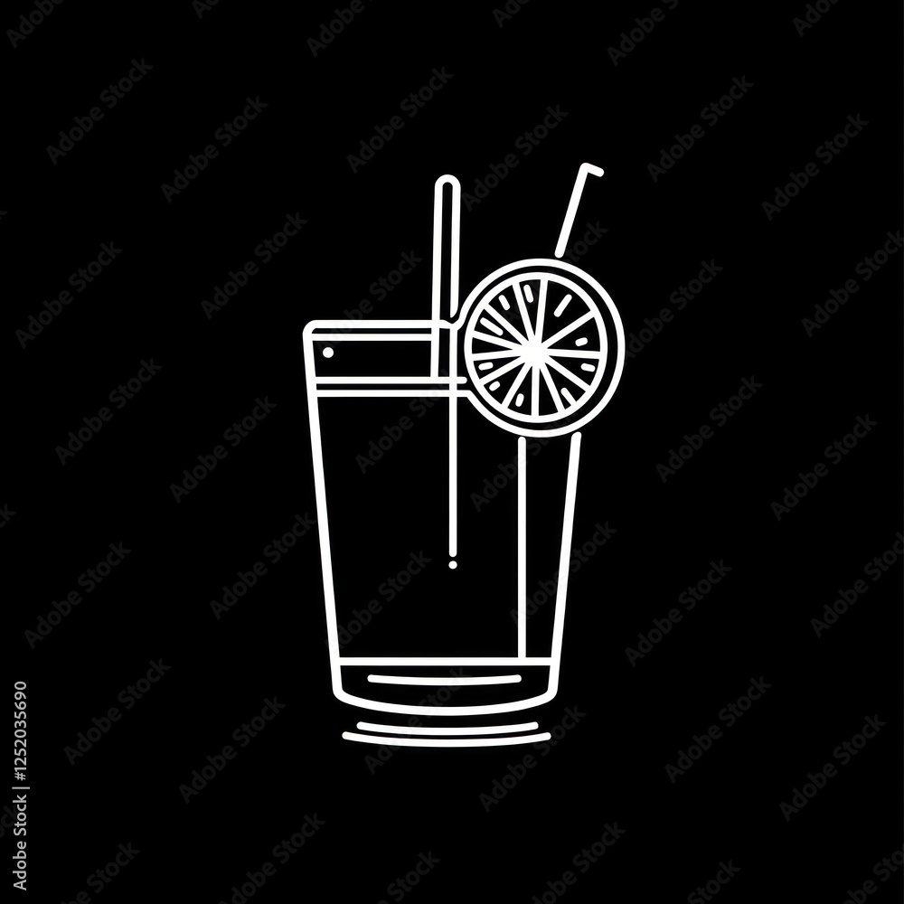 Simple cocktail illustration on black background Simple cocktail illustration on black background