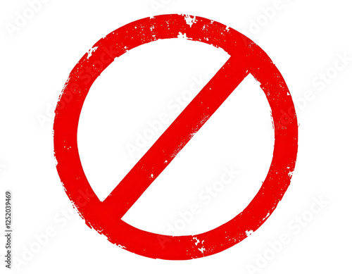 Red Prohibition Sign with Grunge Texture on Black Background Illustration