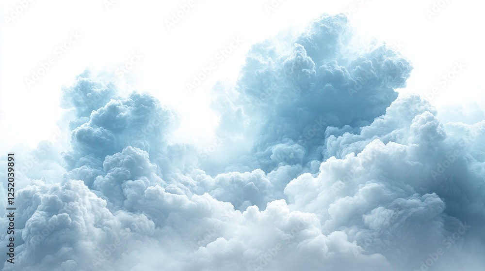 A serene view of fluffy, light blue clouds against a bright background. A serene view of fluffy, light blue clouds against a bright background.