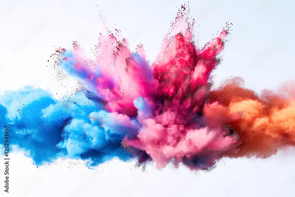 Fototapeta premium Colorful powder exploding, creating a vibrant cloud of colors