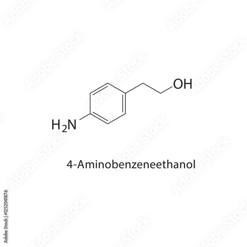 4-Aminobenzeneethanol skeletal structure.Aromatic alcohol compound schematic illustration. Simple diagram, chemical structure.