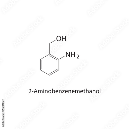 2-Aminobenzenemethanol skeletal structure.Aromatic alcohol compound schematic illustration. Simple diagram, chemical structure.