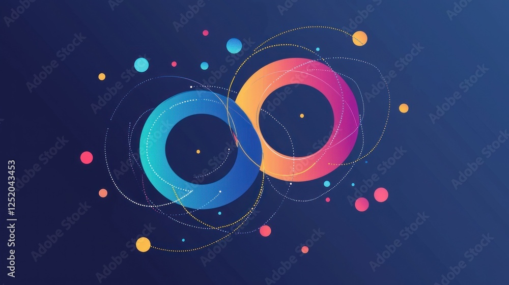 Obraz premium Circular geometric elements forming connected strategic flows