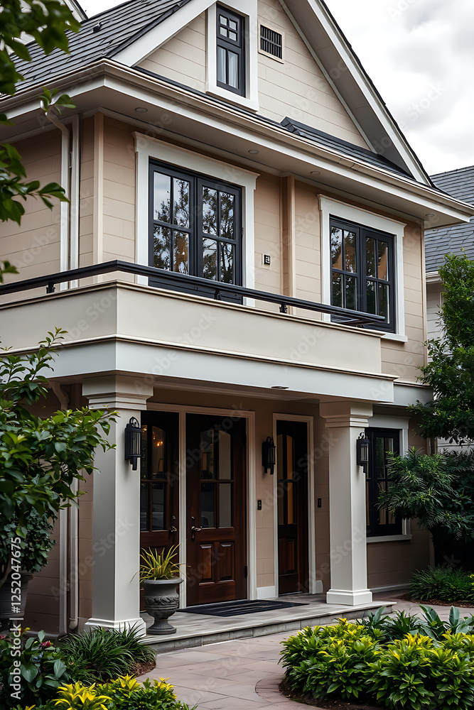 Elegant Modern Home Exterior: A Showcase of Contemporary Architecture and Landscaping. Discover the perfect blend of classic and modern design in this luxury residence. Elegant Modern Home Exterior: A Showcase of Contemporary Architecture and Landscaping. Discover the perfect blend of classic and modern design in this luxury residence.